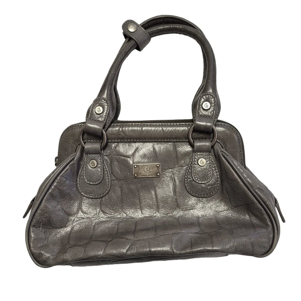 CB Grey Leather Hand Bag Uk Women's Size 10" x 7"