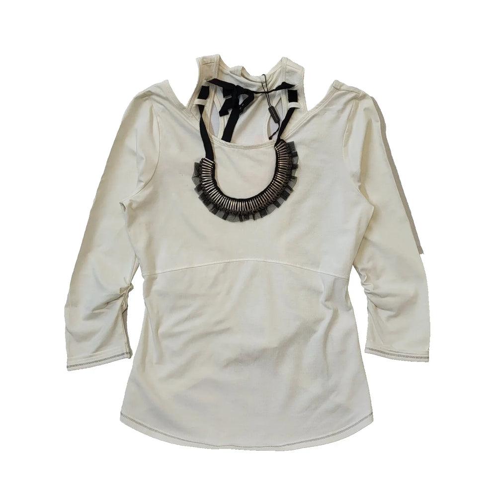 Karen Millen Ivory 3/4 Sleeve T-Shirt Women's Uk L 12 BNWT H905