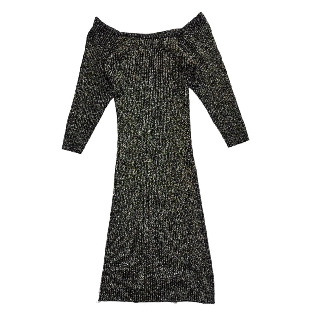 City Swingers Vintage 70's Black & Gold Off Shouler Dress Uk Women's Size 14