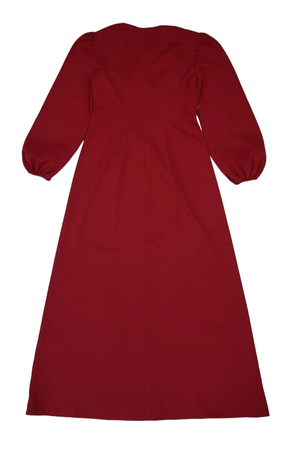 70s Vintage Red Silver Trim Long Sleeve Maxi Dress Women's Size 12