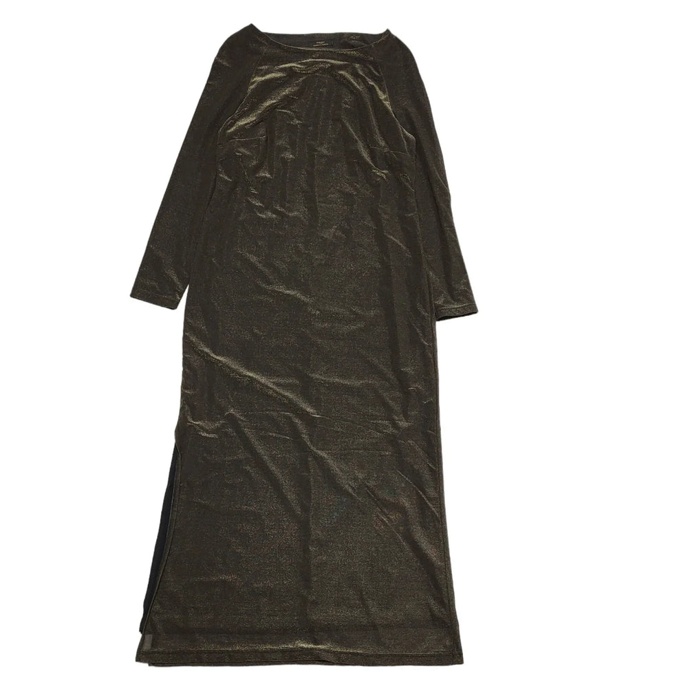 Marks And Spencer Vintage 80's Gold Long Sleeve Shift Long Dress Womens UK 14