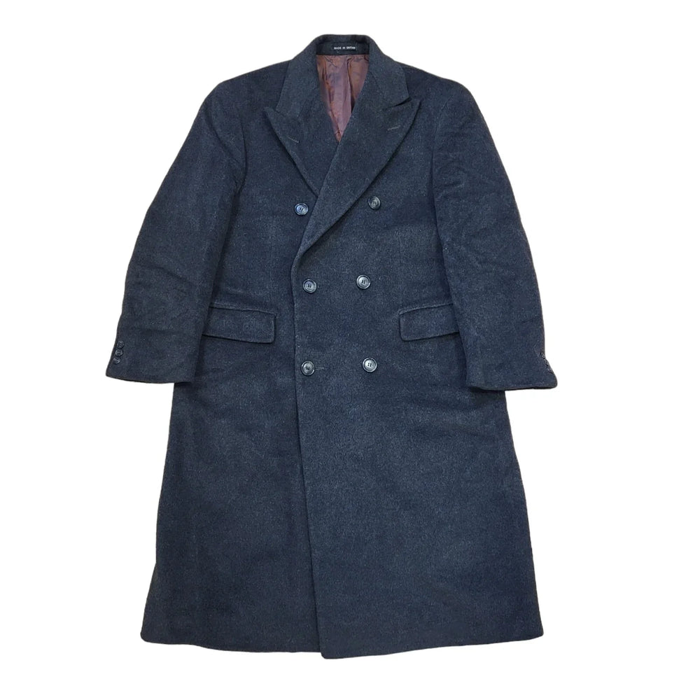 Windsor Wells 80s Grey Wool Button Overcoat Uk Men's Size Large