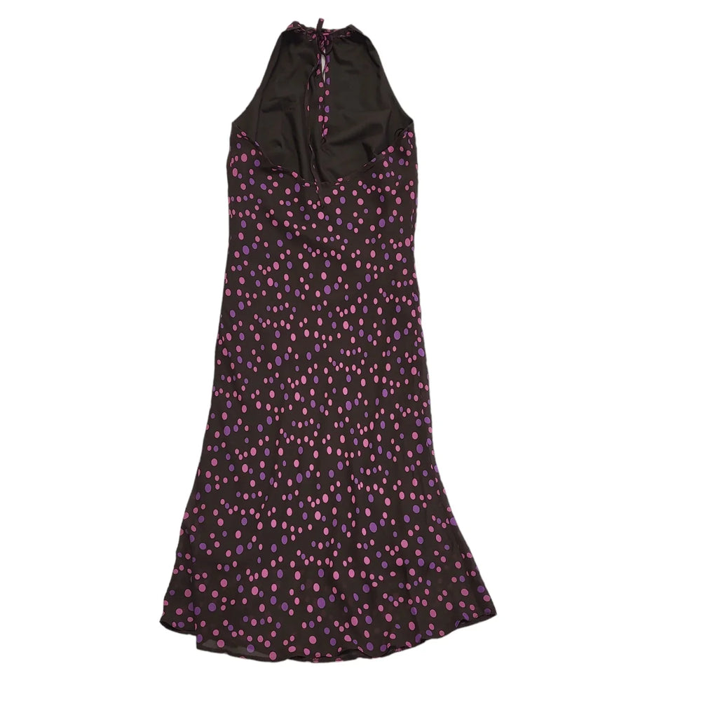 Bay Vintage 90s Pink & Purple Polka Dot Sleeveless Dress Uk Women's Size 10