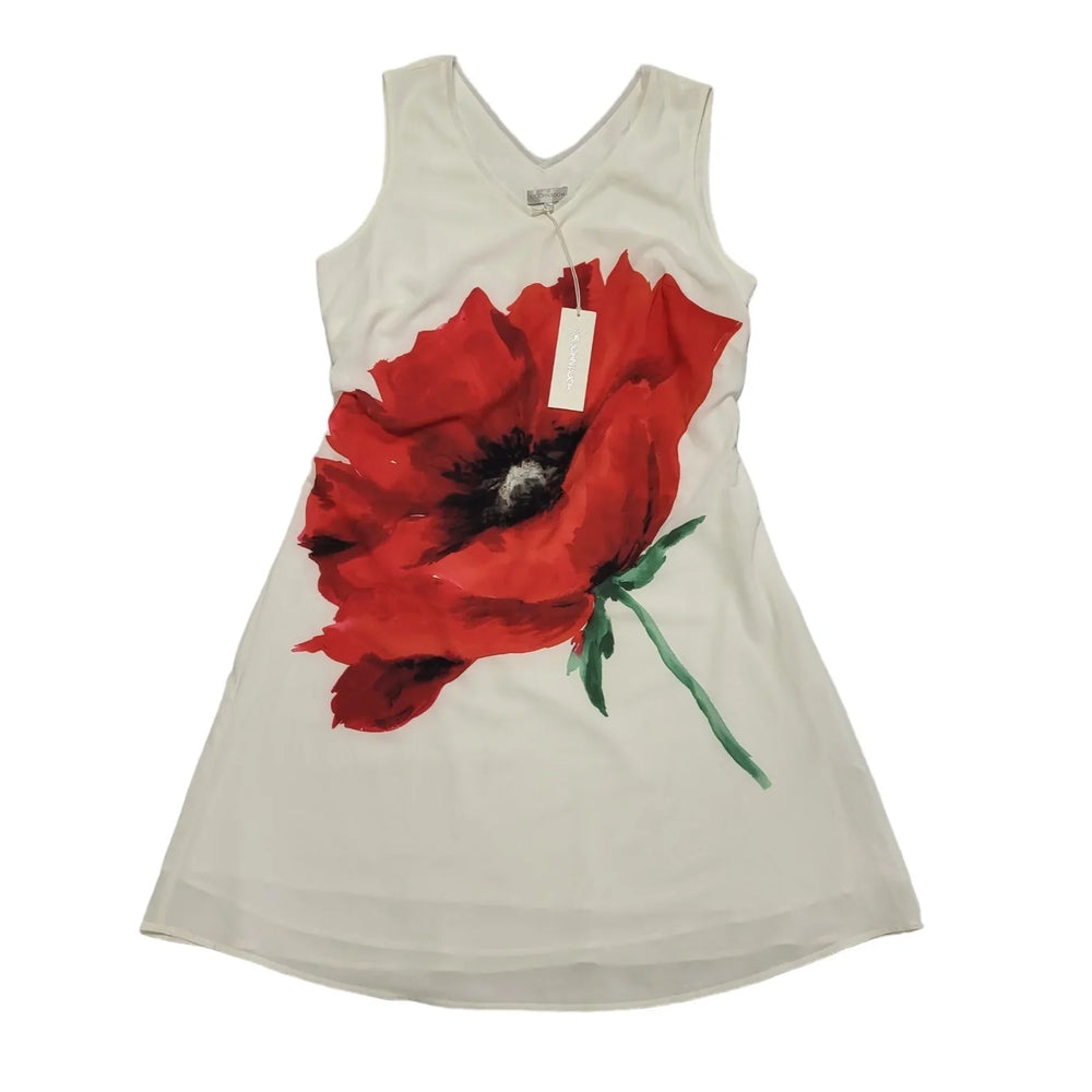 RJR Rocha John Rocha White Red Painted Flower Dress Women's BNWT UK 16 K937