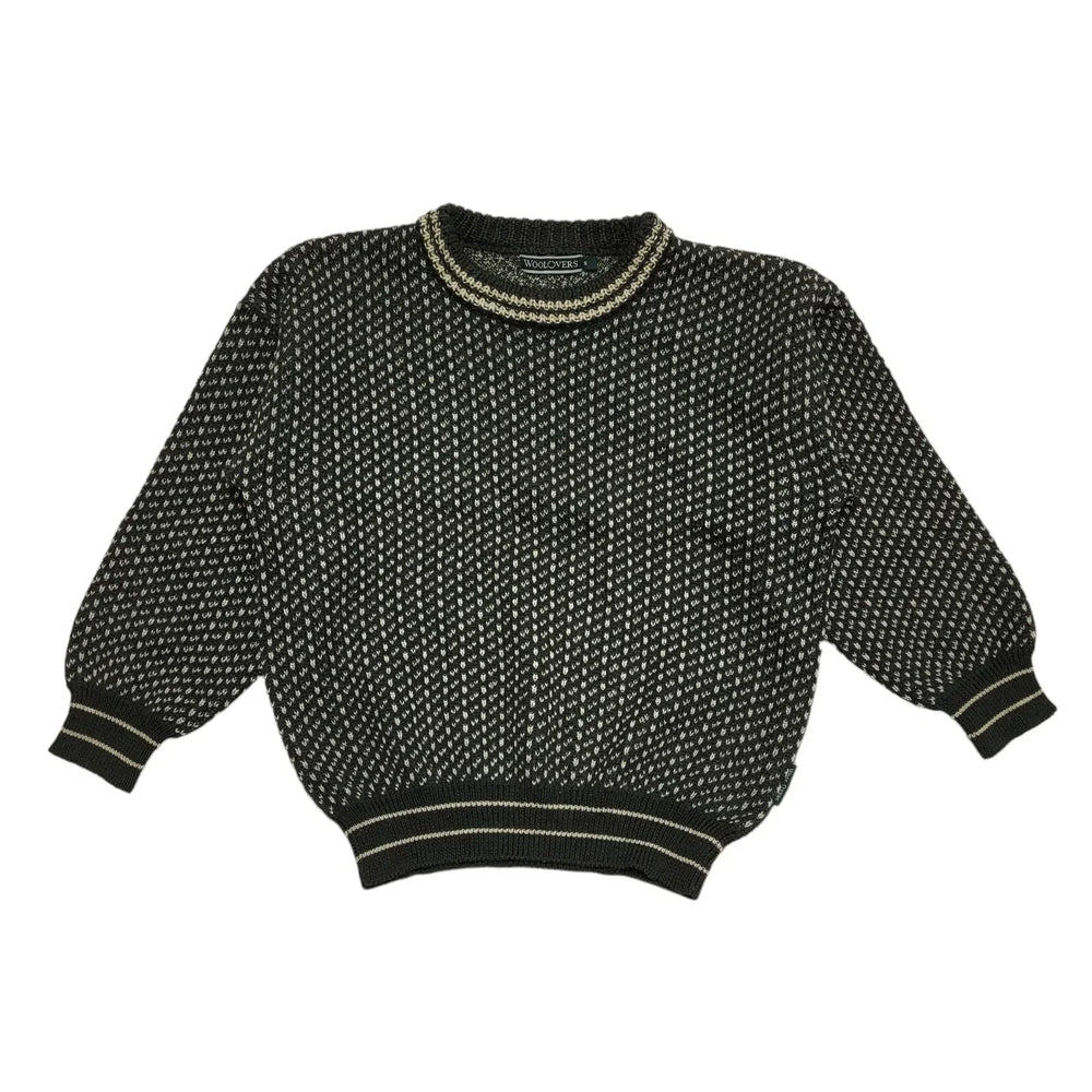 Woolovers Green & White Spotted Wool Knitted Jumper Womens UK S CC486