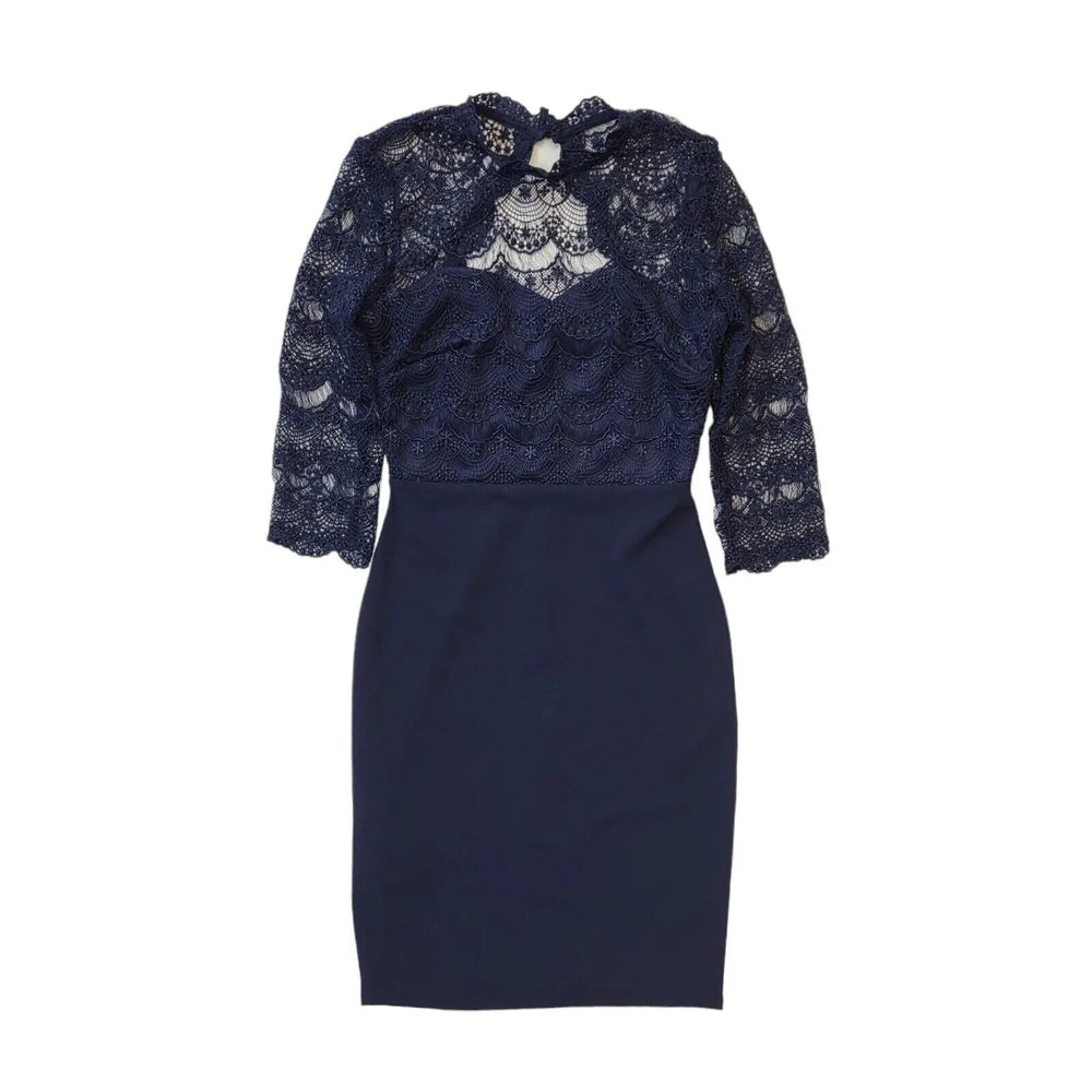 Paper Dolls Blue Lace Half Sleeve Evening Pencil Dress Women's BNWT UK 8 G823