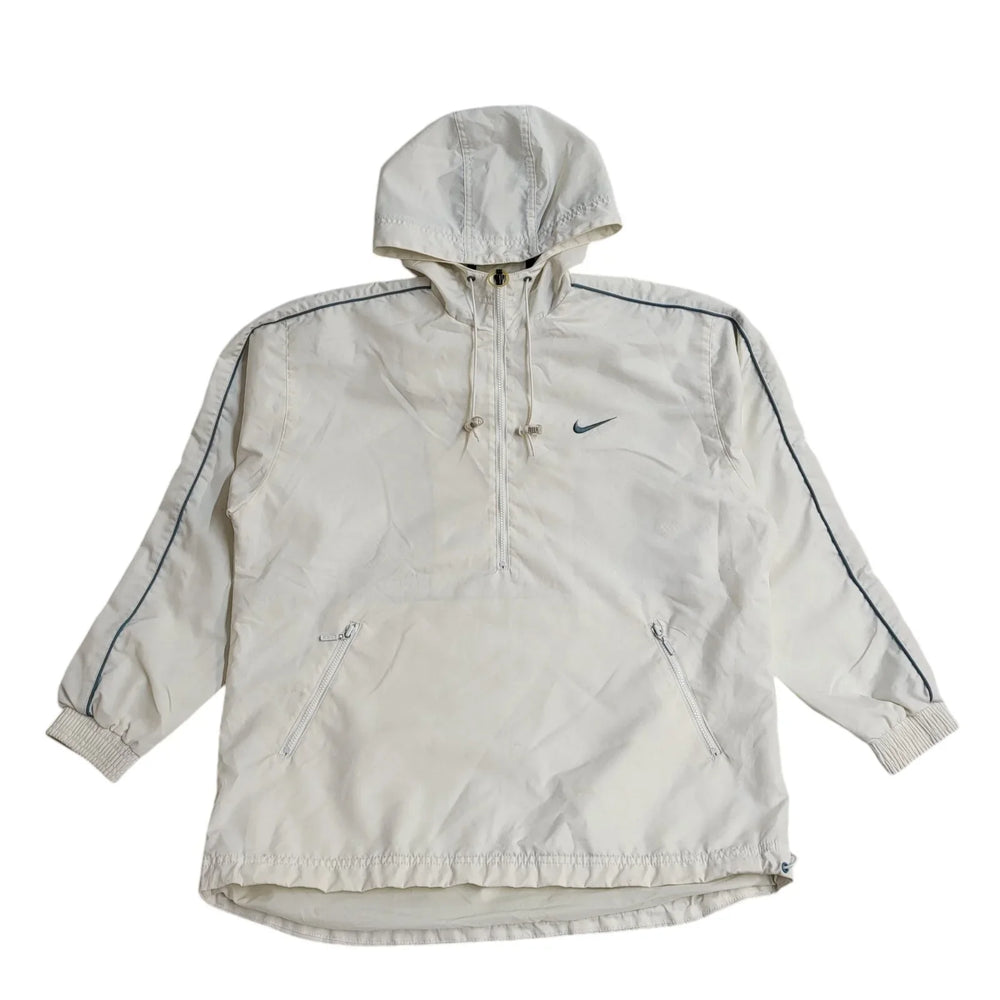 Nike Y2k White Pullover Over-sized Hooded Jacket Uk Women's Size M (8-10)