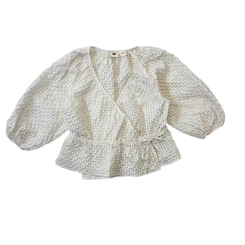 Levi's Single Snap White 3/4 Sleeve Dress Top Uk Women's Size S L688