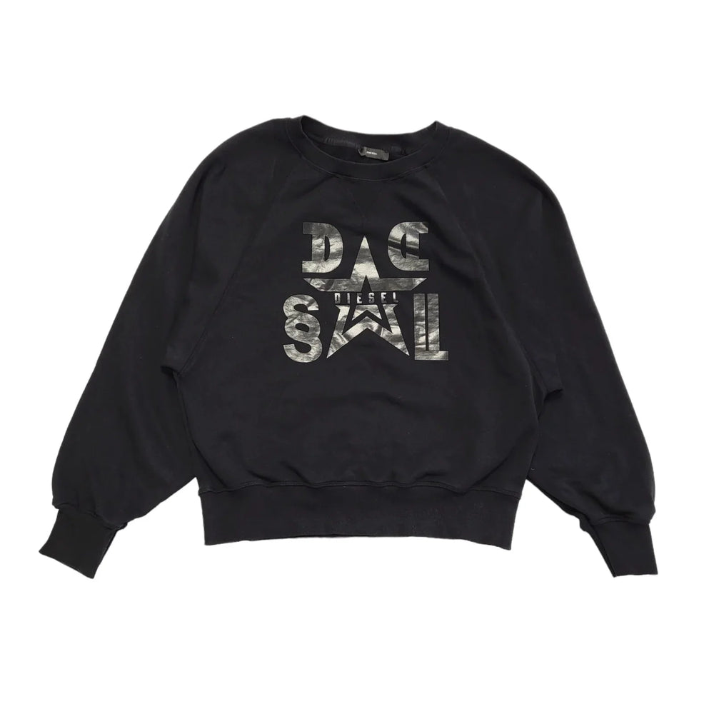 Diesel Black Oversized Sweatshirt Crew Neck Long Sleeve Womens UK L CC778