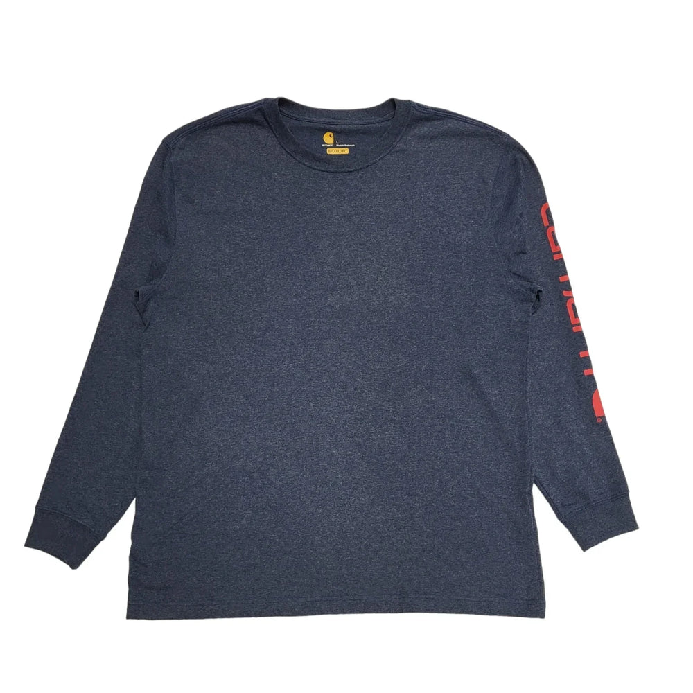 Carhartt Blue Long Sleeve Cotton Sports Relaxed Fit T-Shirt Uk Men's L H742