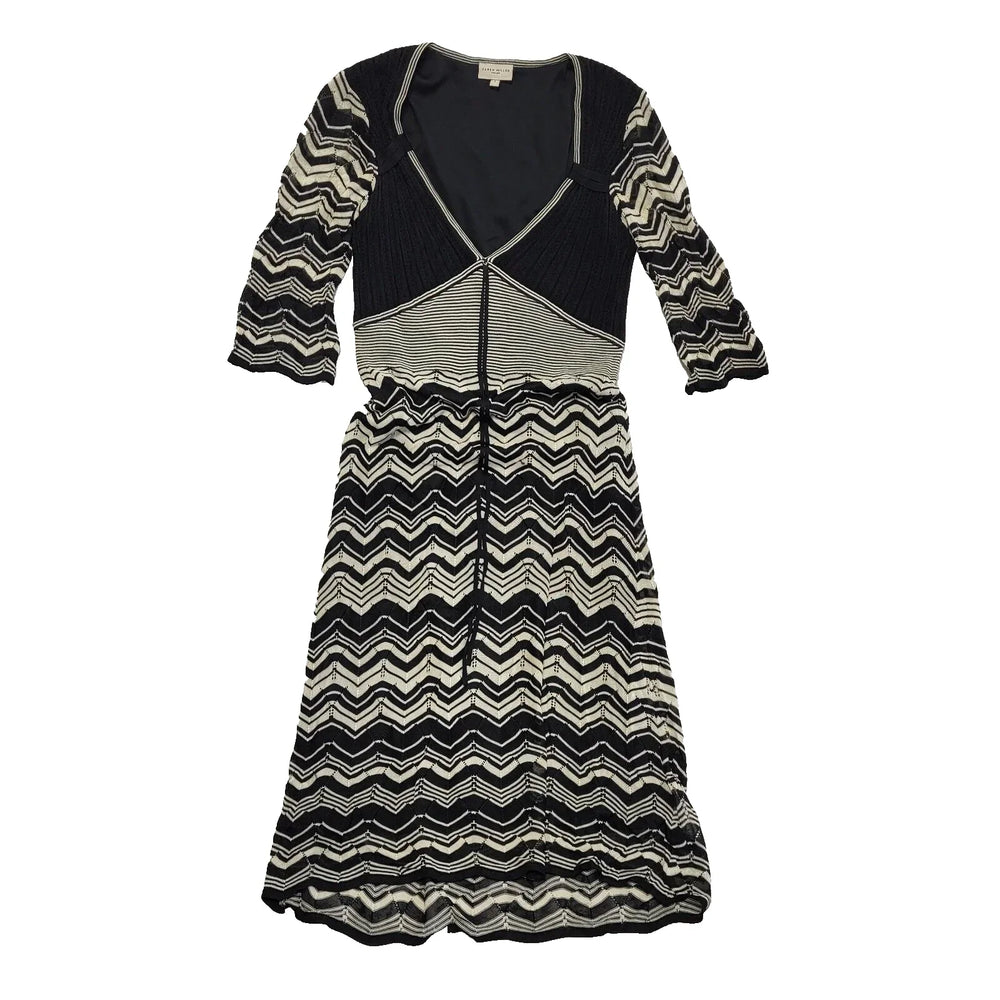 Karen Millen Long Sleeve Bodycon Dress Black White Uk Women's S L680