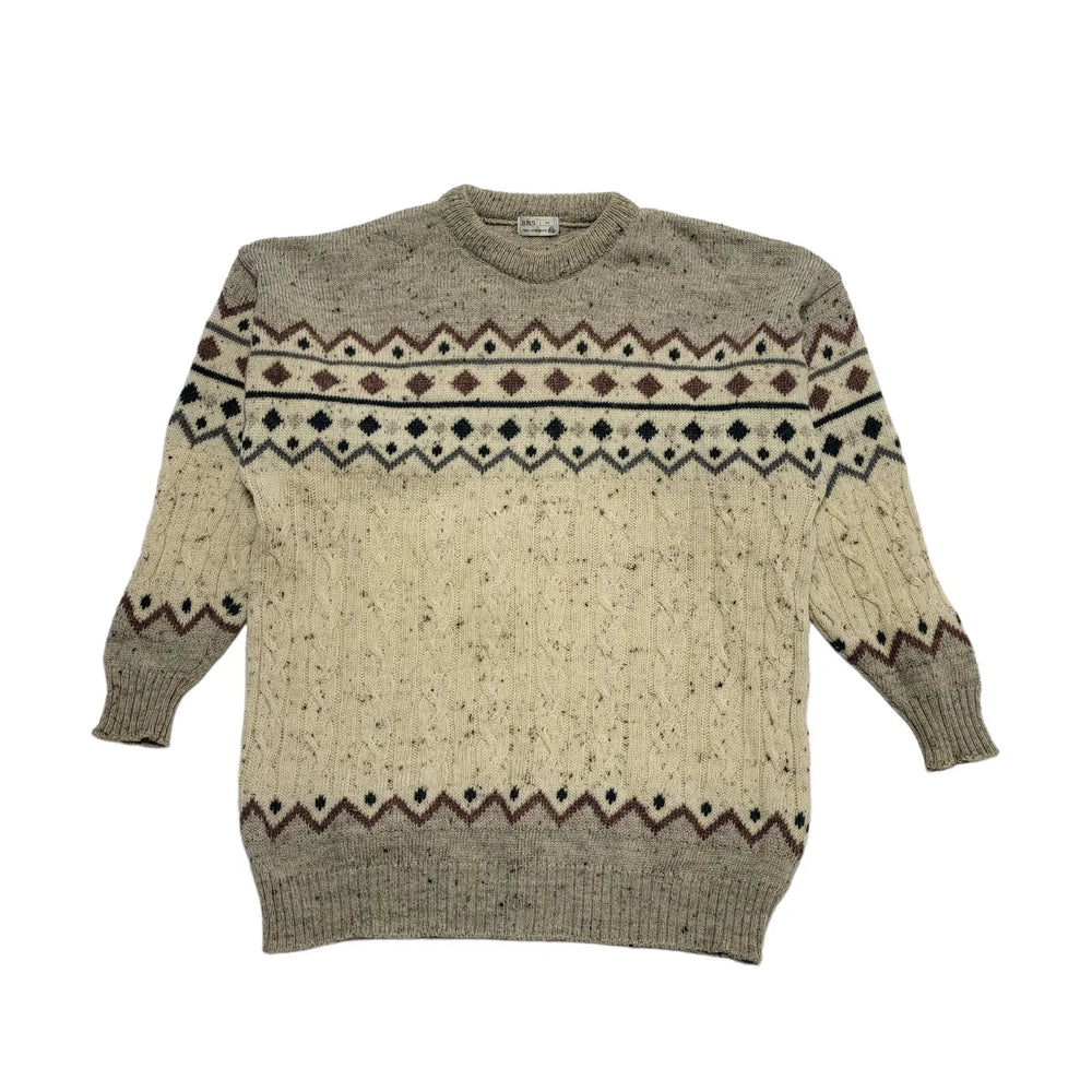 BHS Vintage 90's Beige Wool Jumper Mens UK Size Medium