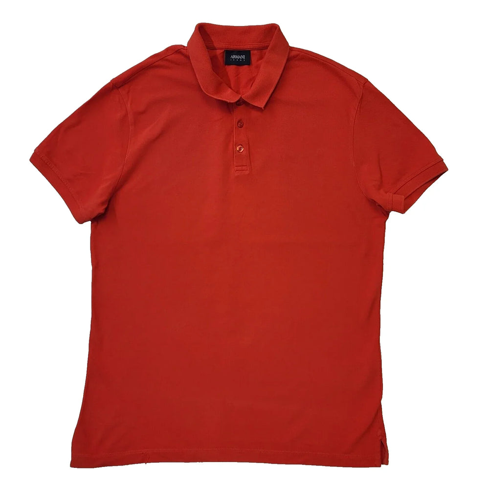 Armani Jeans Red Sleeve Extra Slim Fit Casual Polo Shirt Men's xL H880