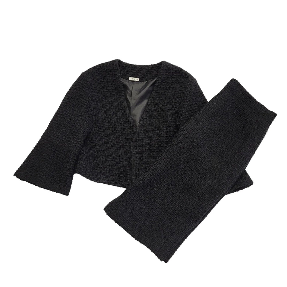 E-Basics 90s Vintage Black 2 Piece Skirt Suit Uk Women's Size 16 W34