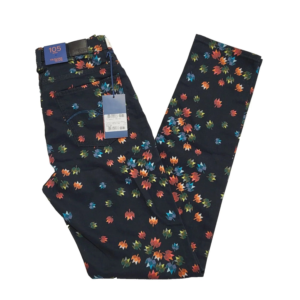 Trussardi Jeans Black Abstract Skinny Denim Jeans UK Women's 8 W27 L31 Bnwt L441