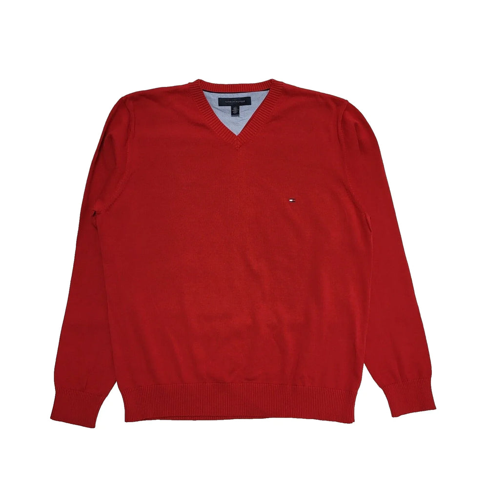 Tommy Hilfiger Red Long Sleeve Knit V-Neck Jumper Men's UK L EU 54 K1