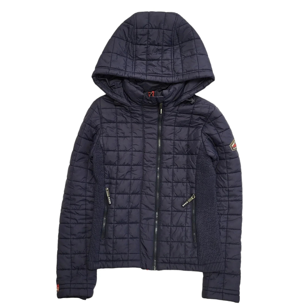Superdry Fuji Hooded Jacket Navy Blue Zipped Women's UK S 8 EU 36 L34