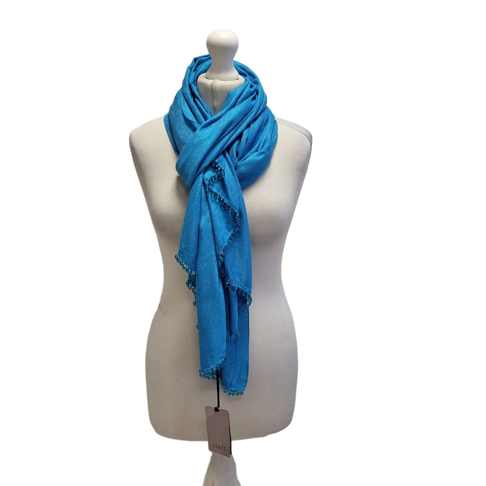 Coast Wrap Scarf Metallic Blue Beaded BNWT Womens 62'' X 27'' BB32