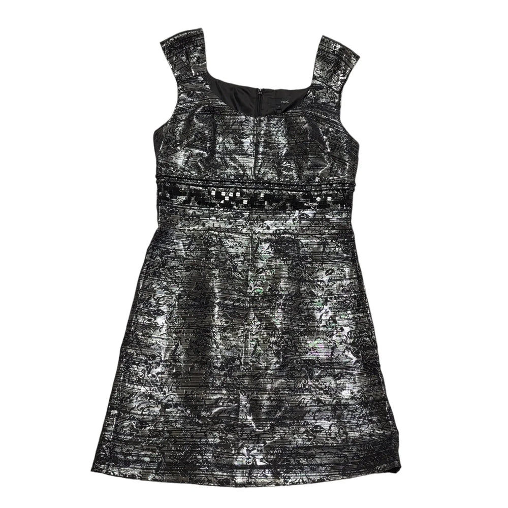 Next Black Silver Sleeveless Evening Dress UK Women's 14 Bnwt BB339
