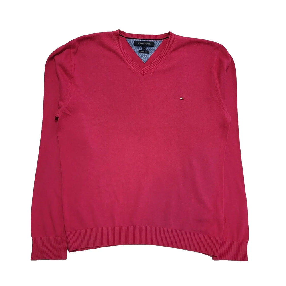 Tommy Hilfiger Pink V-Neck Cotton Jumper Uk Men's Size XL L433
