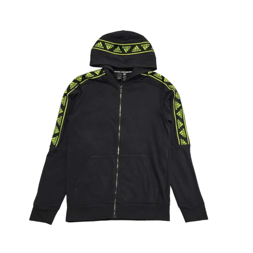 Adidas Black Drawstring Zipped Sweatshirt Hoodie UK Men's S K495