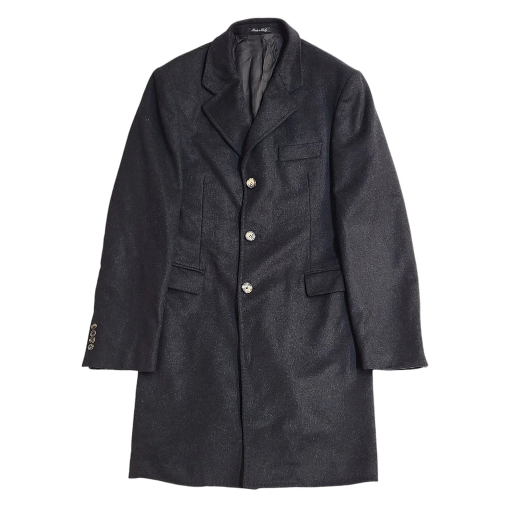 Fradi Black Wool Button-Up Overcoat Uk Men's Size Large EE299