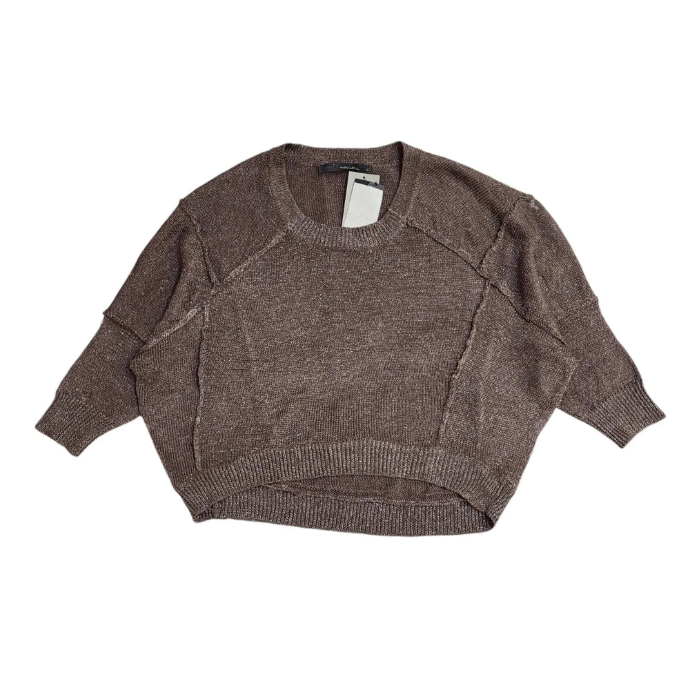 Next Brown Sparkly Short Sleeve Jumper BNWT Womens UK 12 EE334