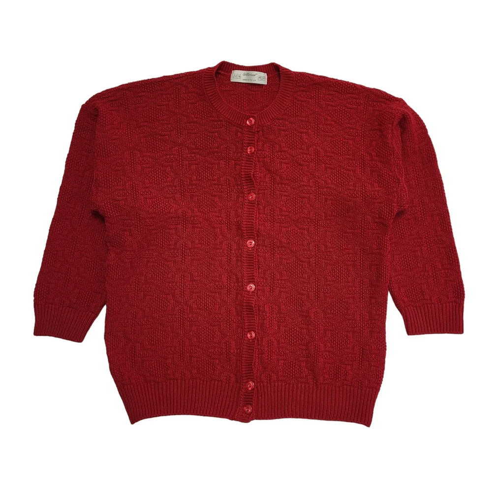 St Michael Vintage 90's Red Button Front Cardigan Womens UK Size 12/14