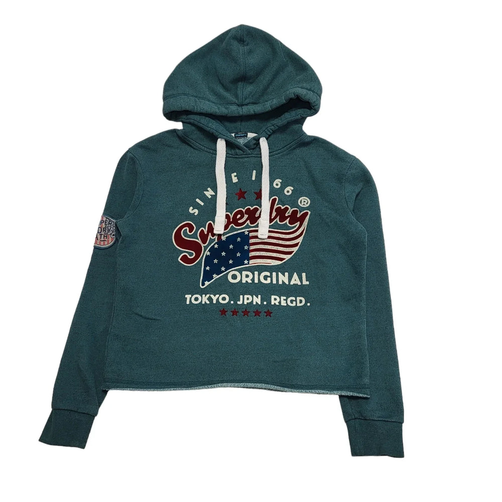 Superdry Green Sports Drawstring Sweatshirt Hoodie UK Women's S 8 K475