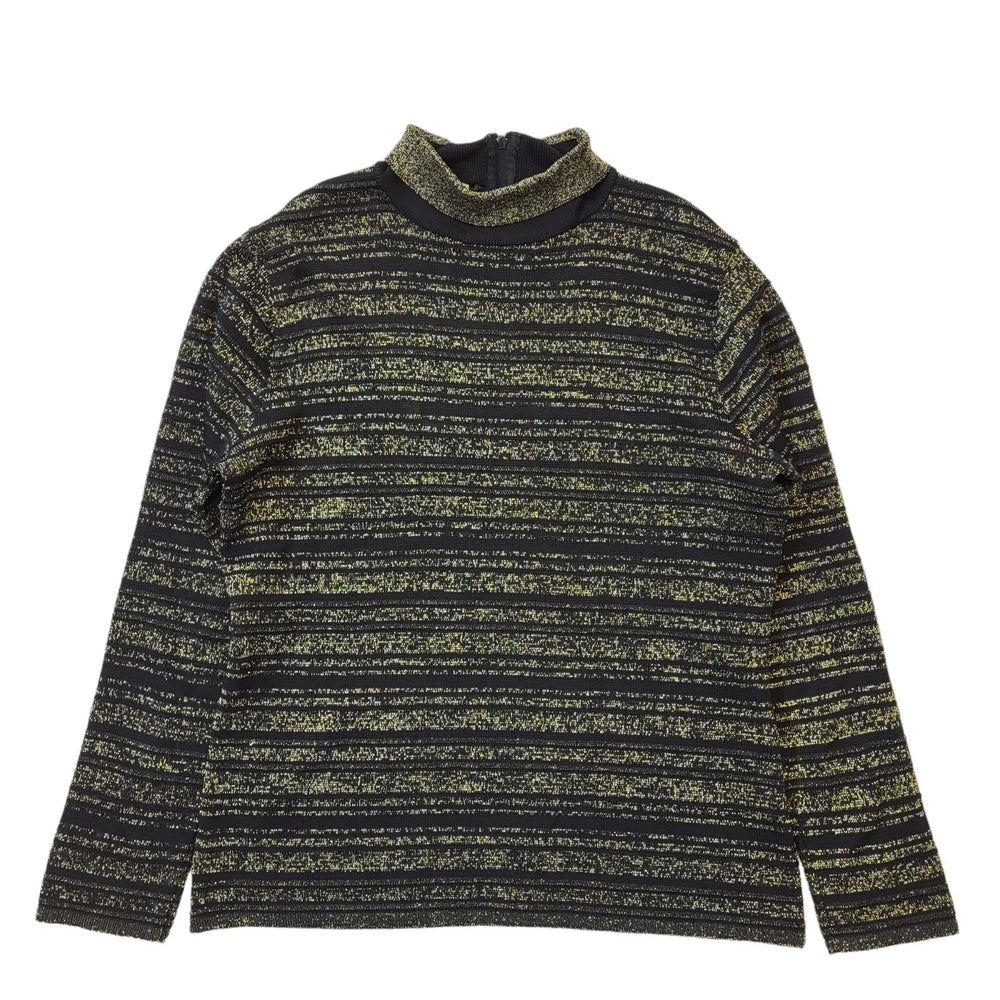70s Vintage Hutchisons Black & Gold Roll Neck Jumper Women's Size M Eu 38
