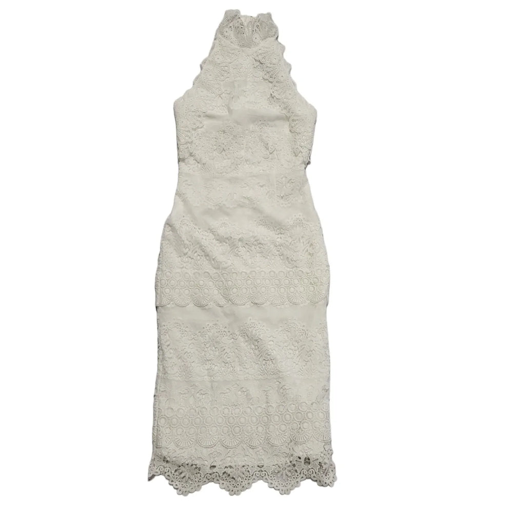 Karen Millen Ivory Chemical Halter Midi Lace Dress UK Women's S 8 BNWT K523