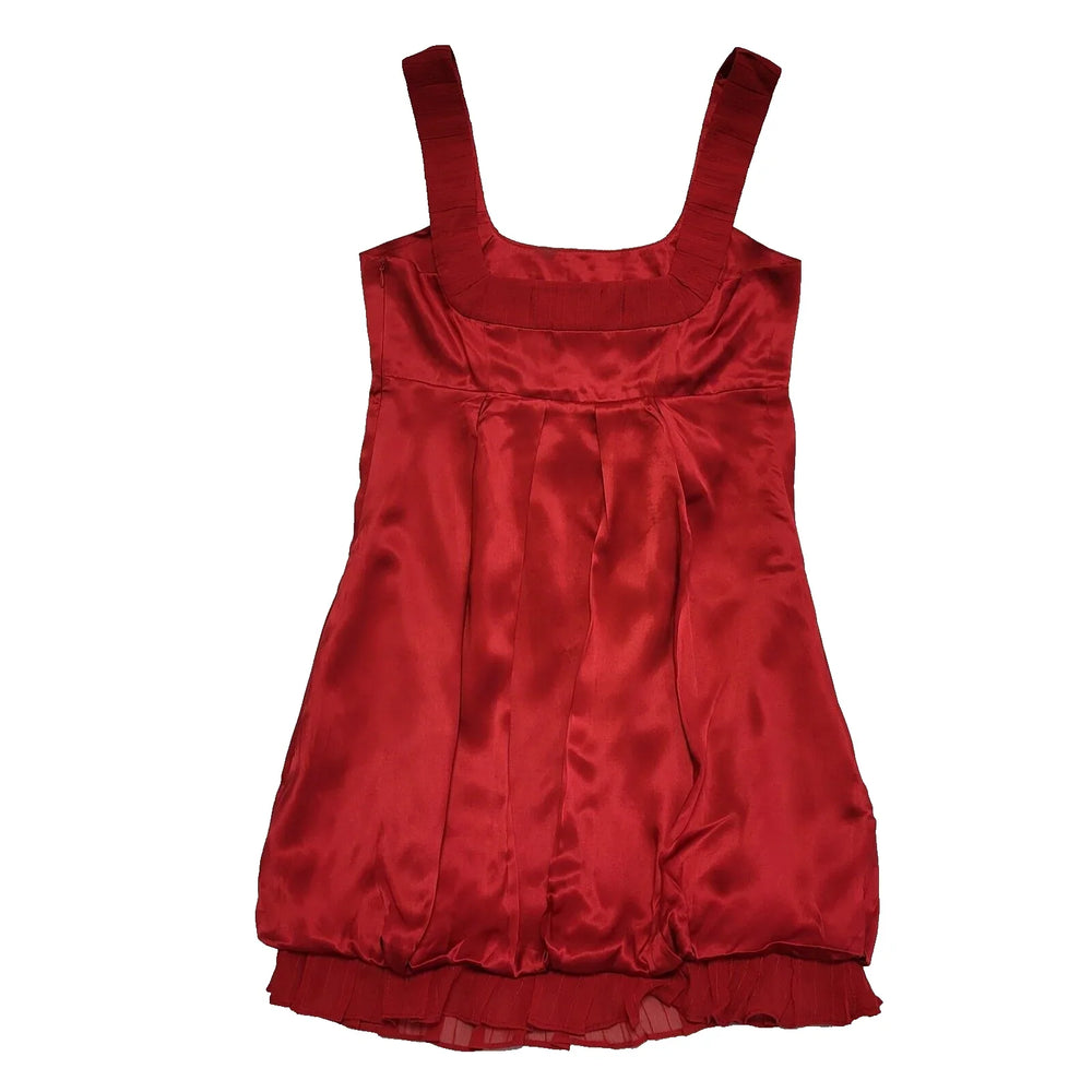 Armani Exchange Red Silk Baby Doll Dress Uk Women's Size 8 L312