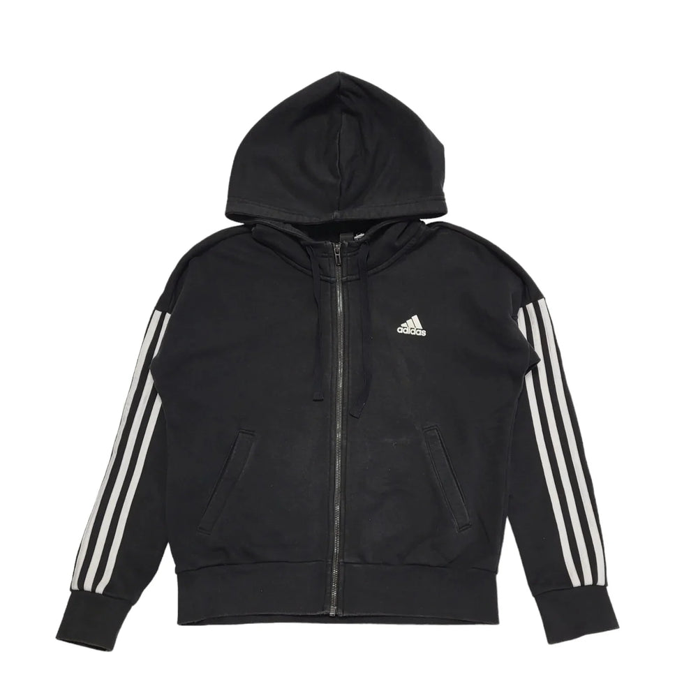 Adidas Black White Drawstring L/Sleeve Sweatshirt Hoodie Women's S eu 36 H350