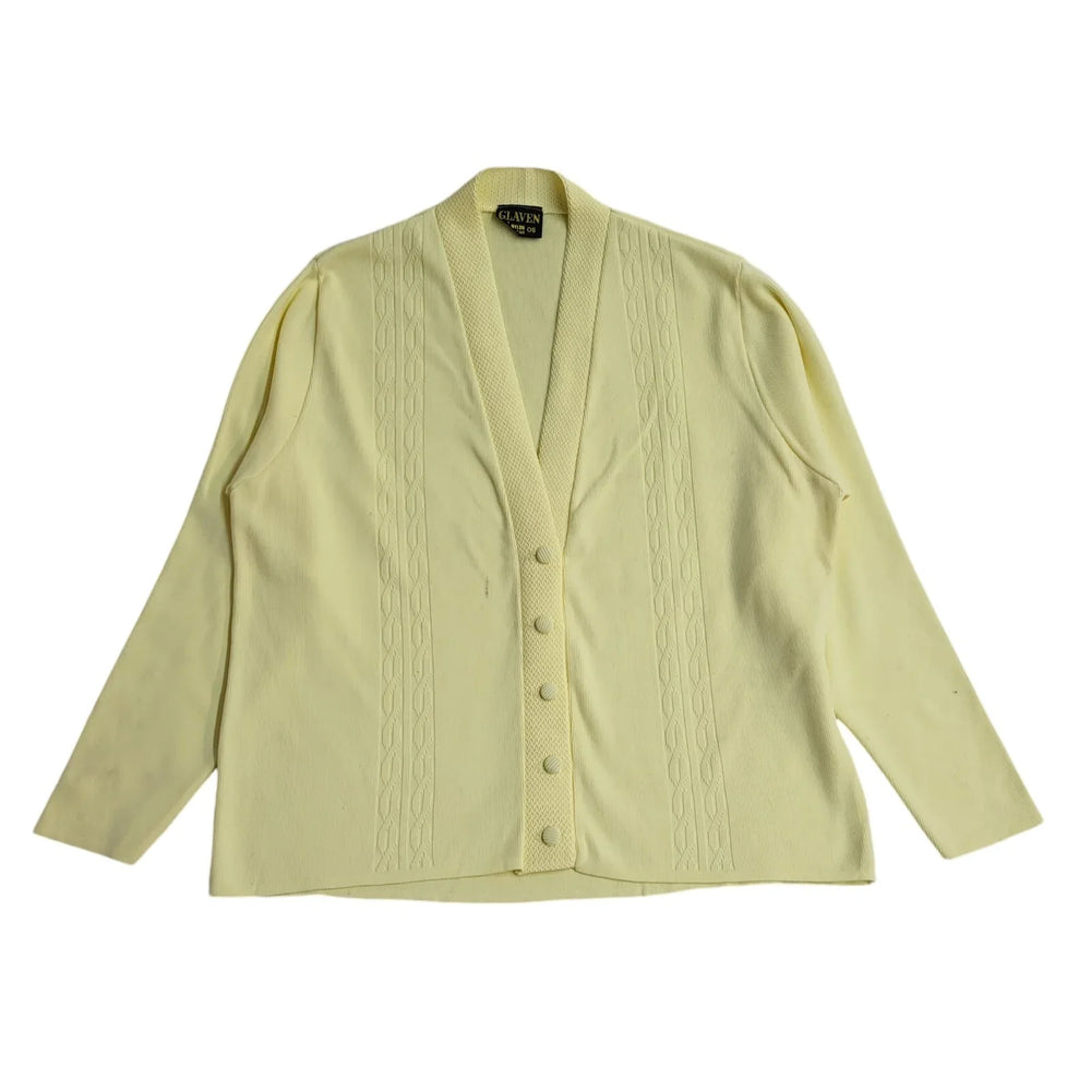 Glaven 80s Vintage Yellow Button Up Cardigan UK Women's Size 16