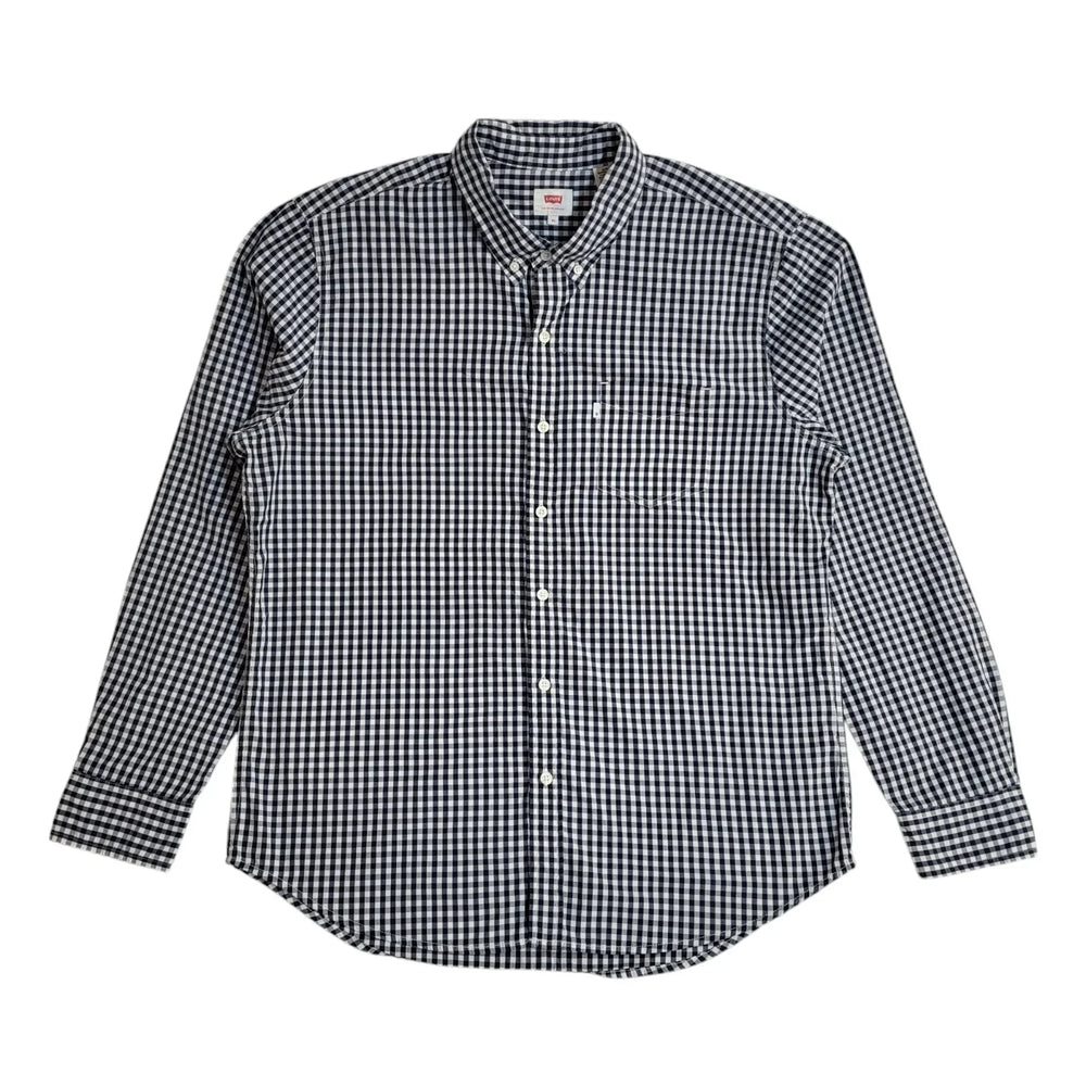 Levi's Blue & White Checked Modern Long Sleeve Shirt UK Men's Size XL