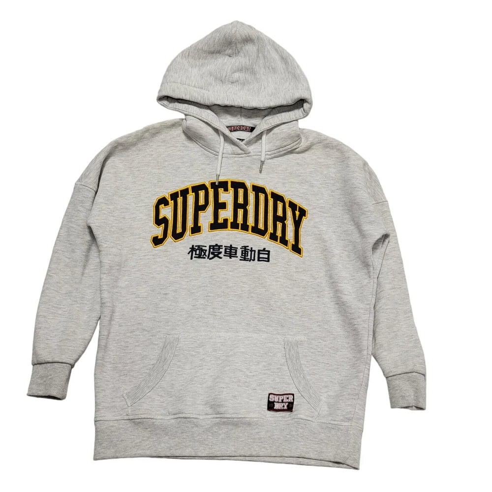 Superdry Grey Over-sized Sweatshirt Hoodie Uk Women's Size 6 CC243
