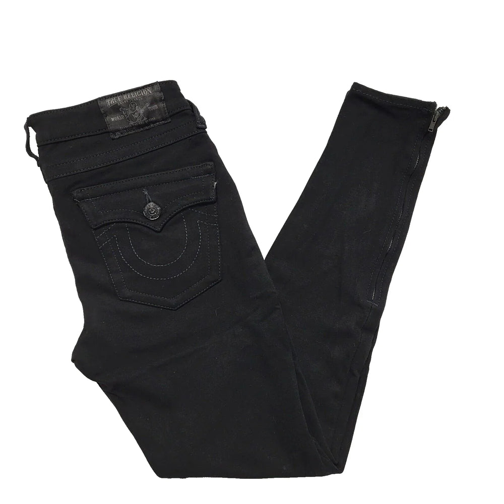 True Religion Skinny Black Denim Jeans Uk Women's Size 10 W29 L27 L601