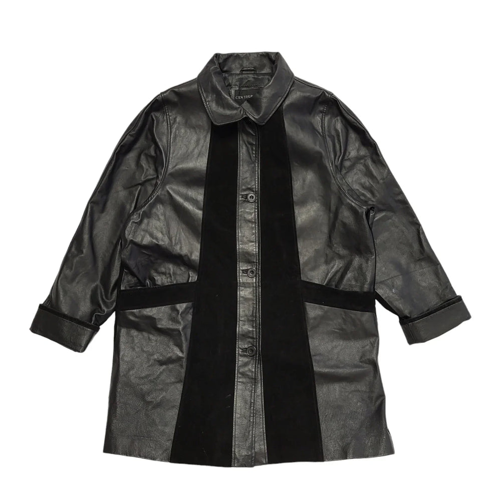 Centigrade Vintage 90s Black Zip Up Leather Coat Uk Women's Size XL