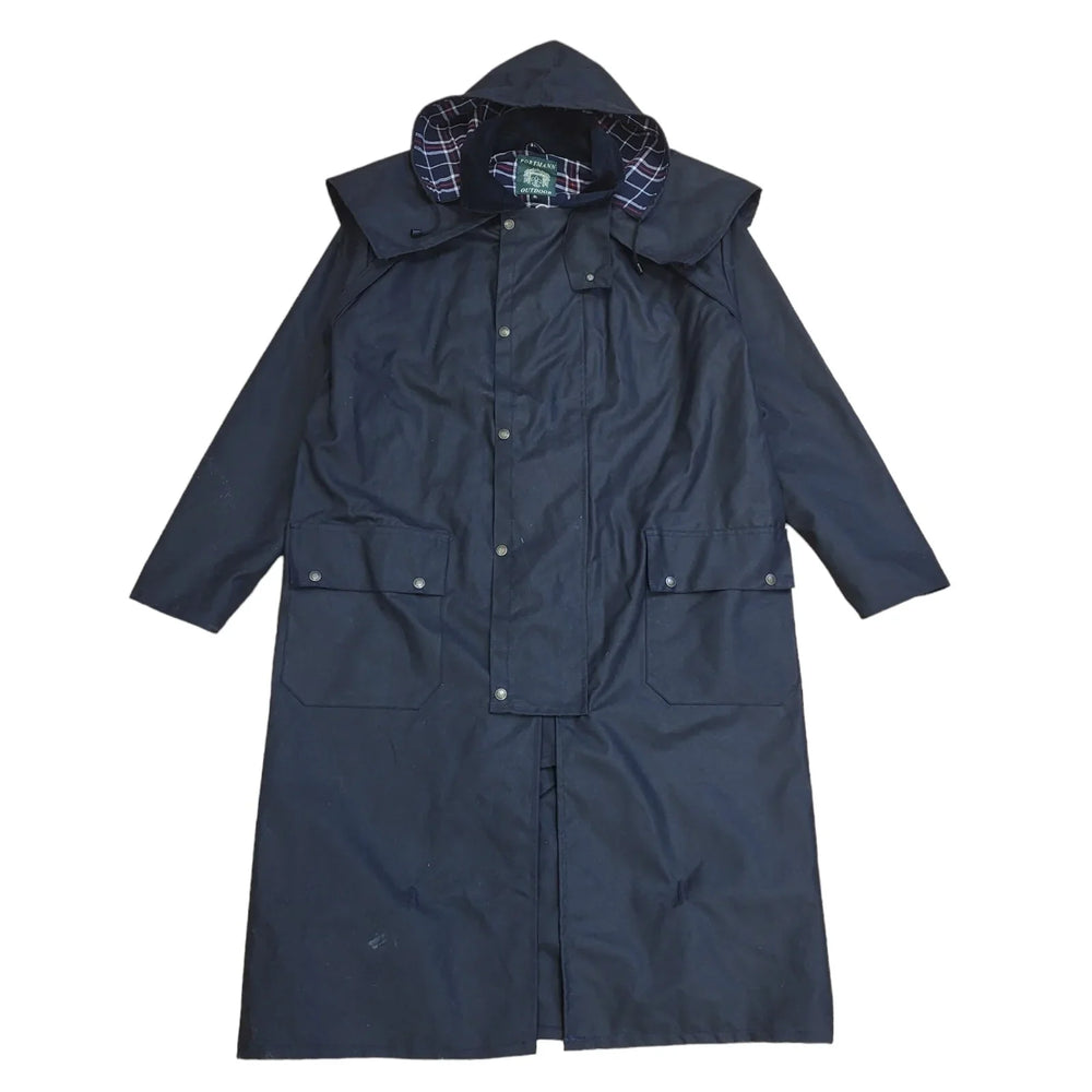 Portmann Black Zip & Snap Trench Coat Mac Uk Men's Size XL DD355