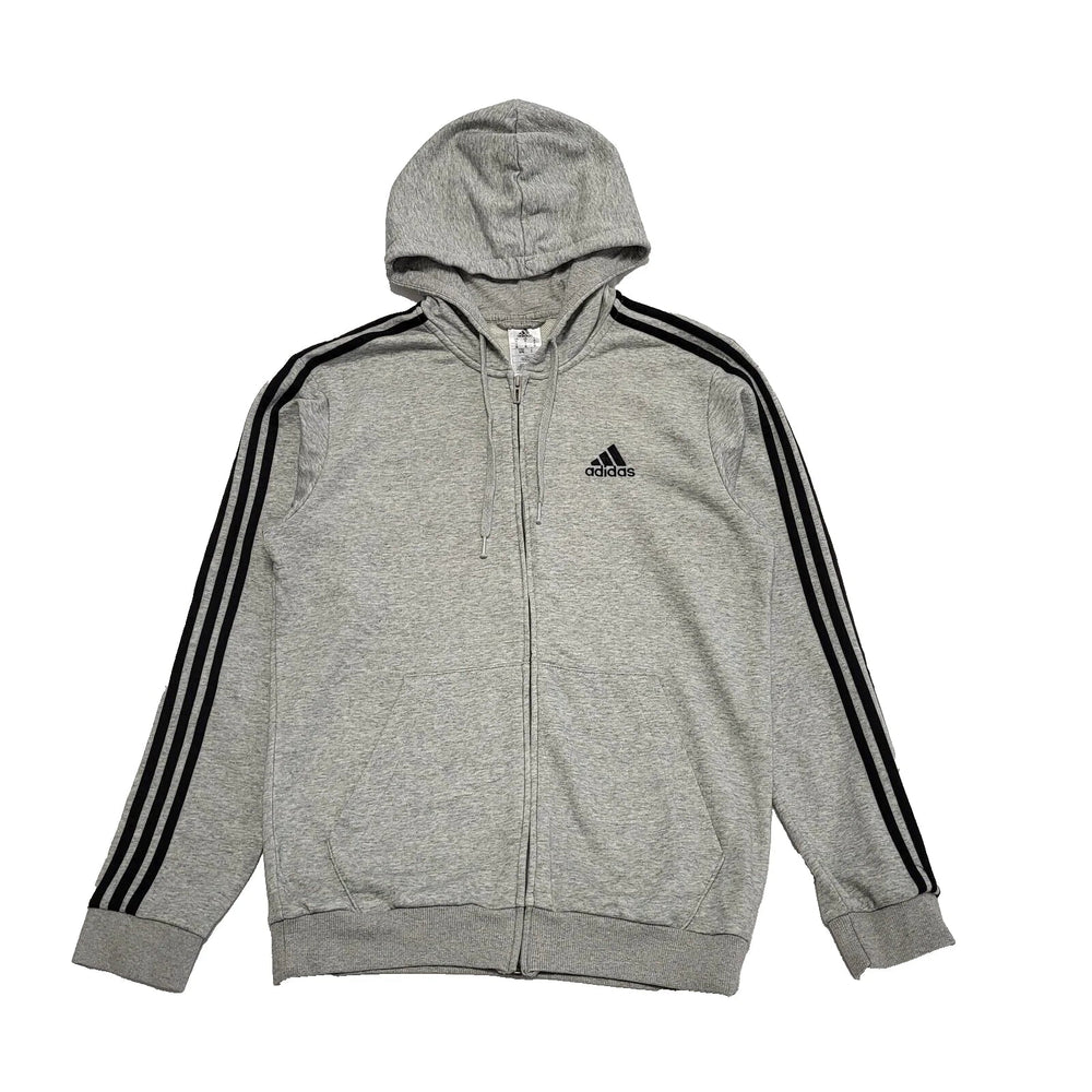 Adidas Drawstring Grey Zipped Sweatshirt Hoodie UK Men's M K799
