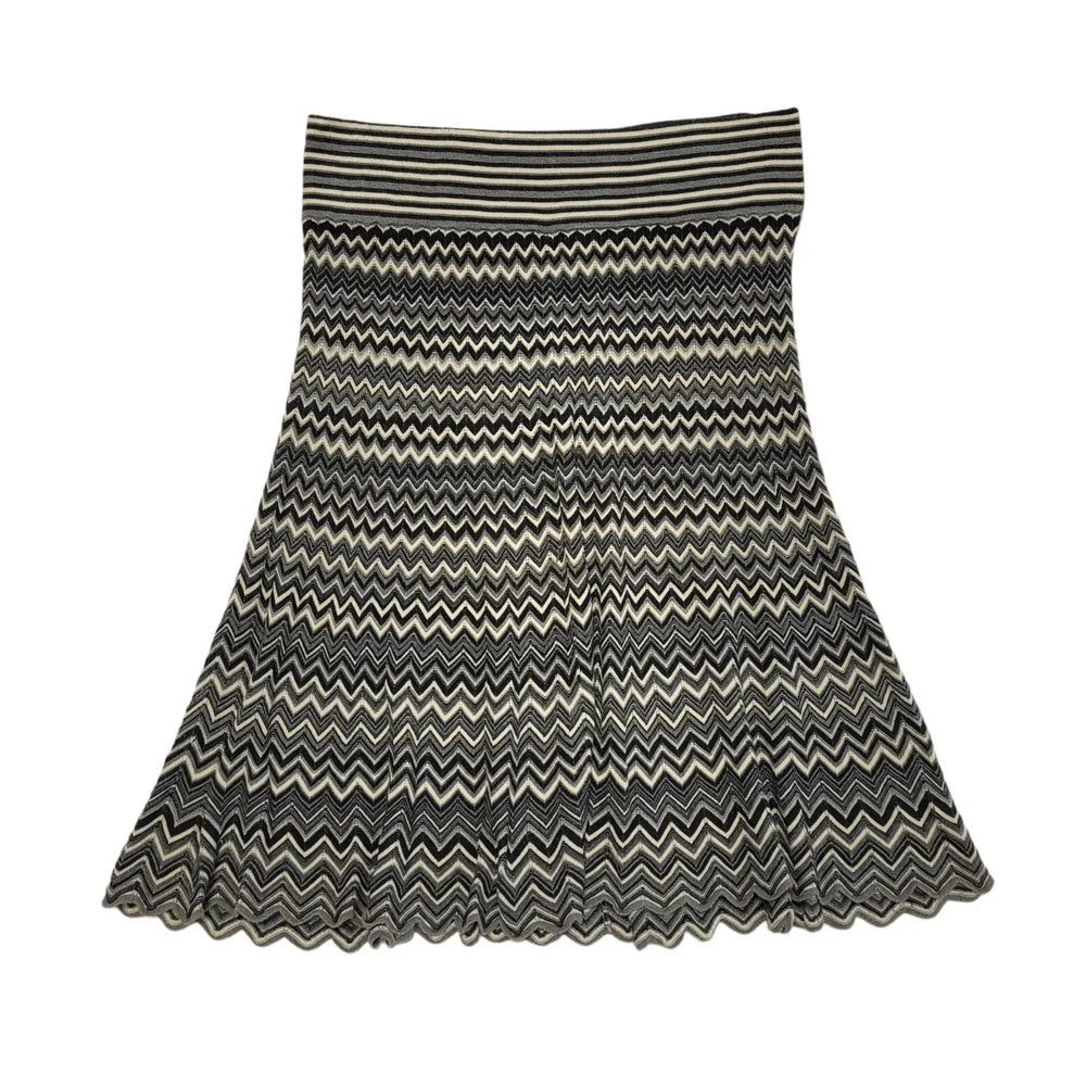 Kookai Y2K Vintage Grey Zigzag A-Line Skirt Women's Size L 12 W30