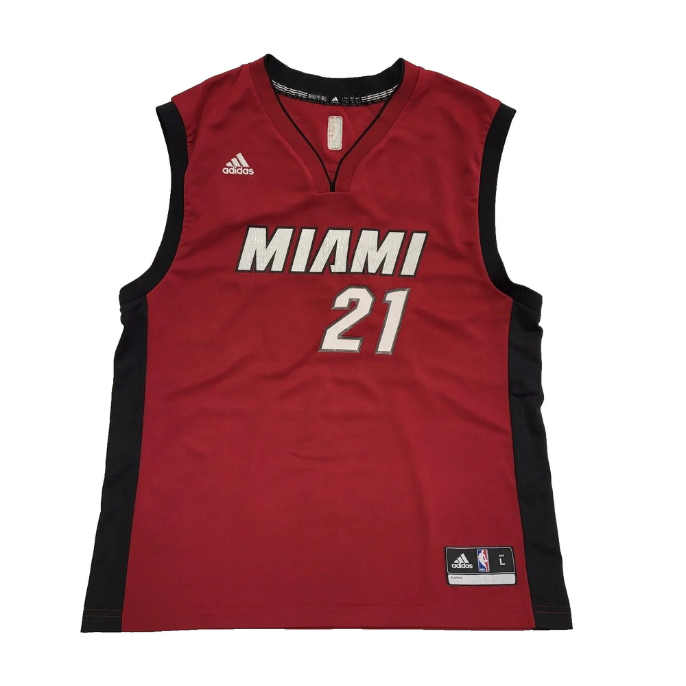 Adidas Red Miami No 21 Whiteside NBA Sports Vest UK Men's Large L639