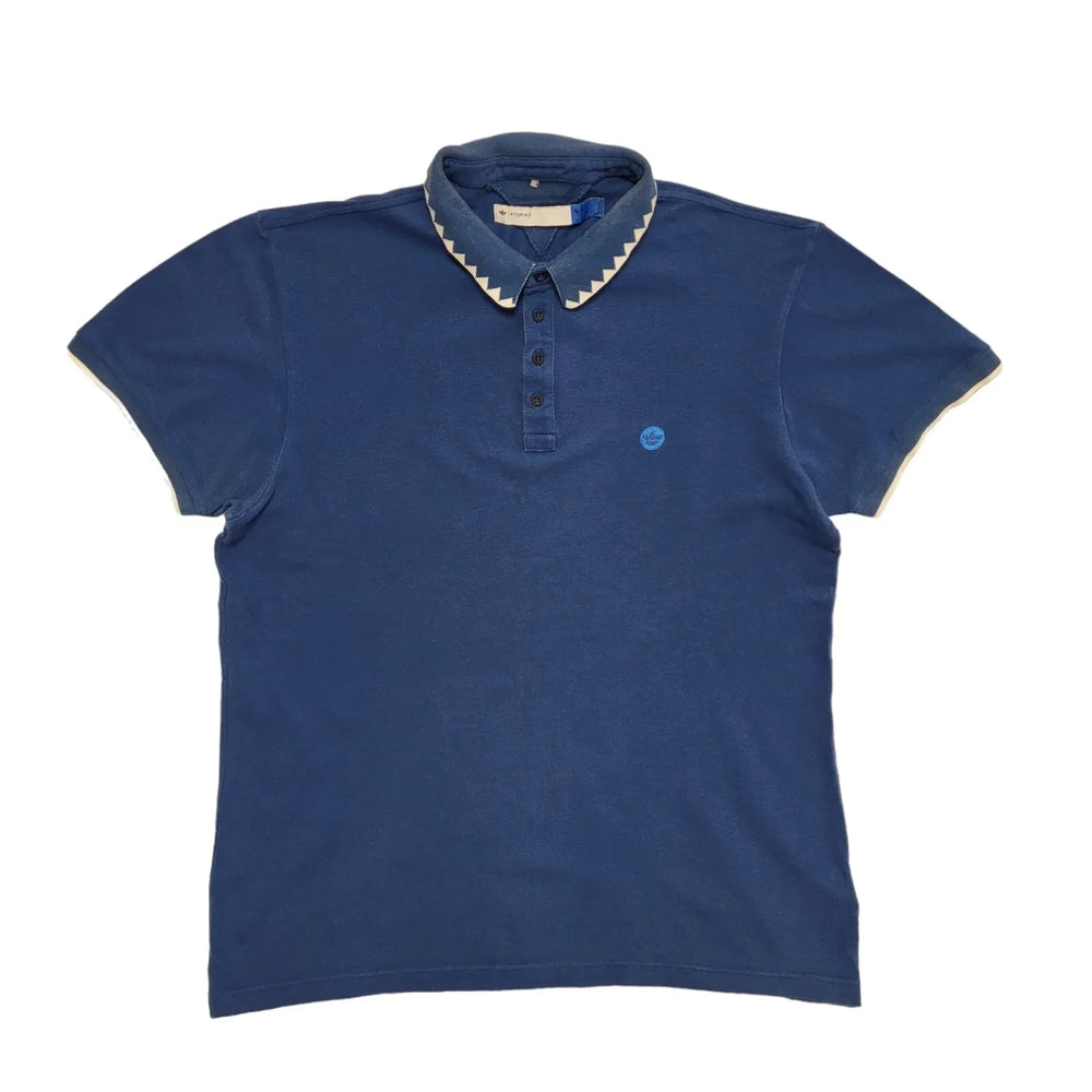 Adidas Vintage 90's Blue Sports Short Sleeve Polo Top Mens UK L