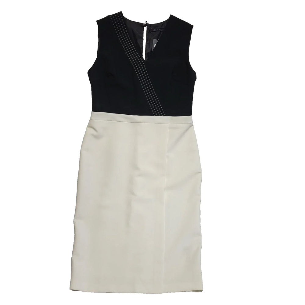 M & S Black White Bodycon Formal Smart Evening Dress BNWT UK XL 14 L355