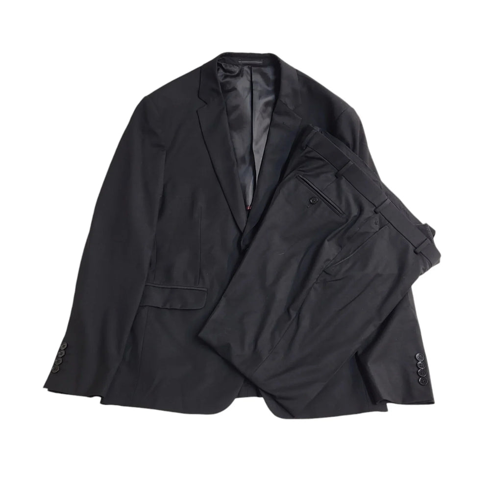 Louis Philippe Black 2 Piece Suit Blazer Trouser & Jacket Men's L 42" W36 FF52