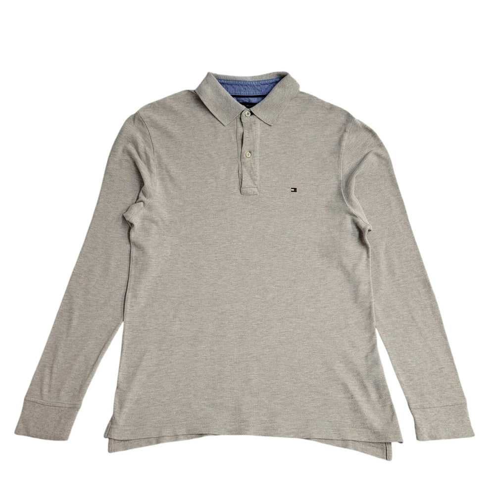Tommy Hilfiger Y2K Beige Long Sleeve Polo T- Shirt Men's Size S