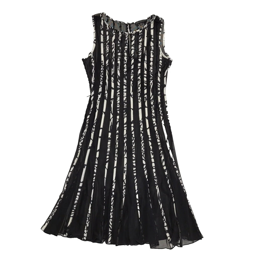 Sandra Darren Vintage 90s Black White Dress Uk Women's Size 6 W24-26
