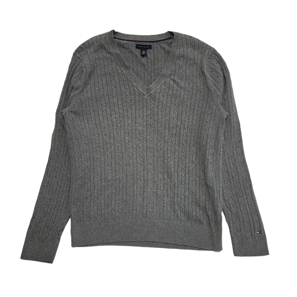 Tommy Hilfiger Grey V-Neck L/Sleeve Jumper Uk Women's XL 14 K522