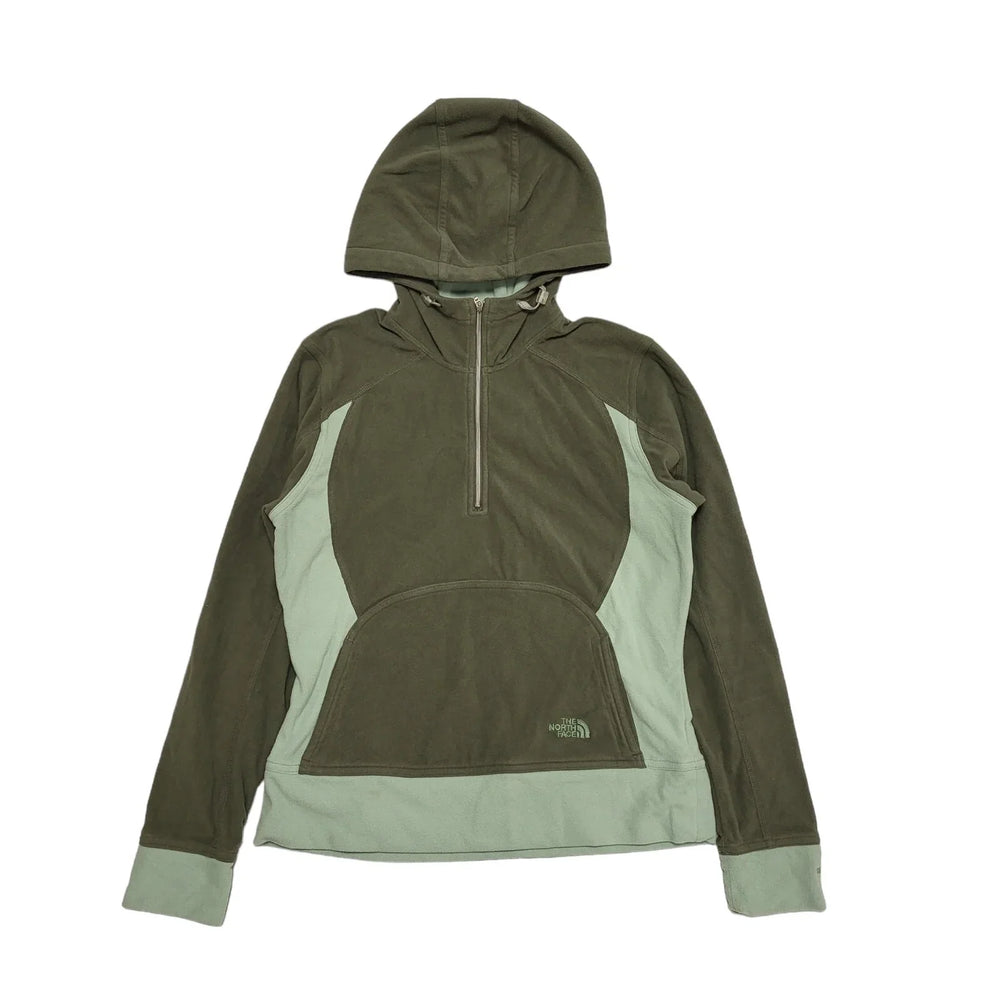 The North Face Hooded Green 1/4 Zip Fleece Womens UK Medium