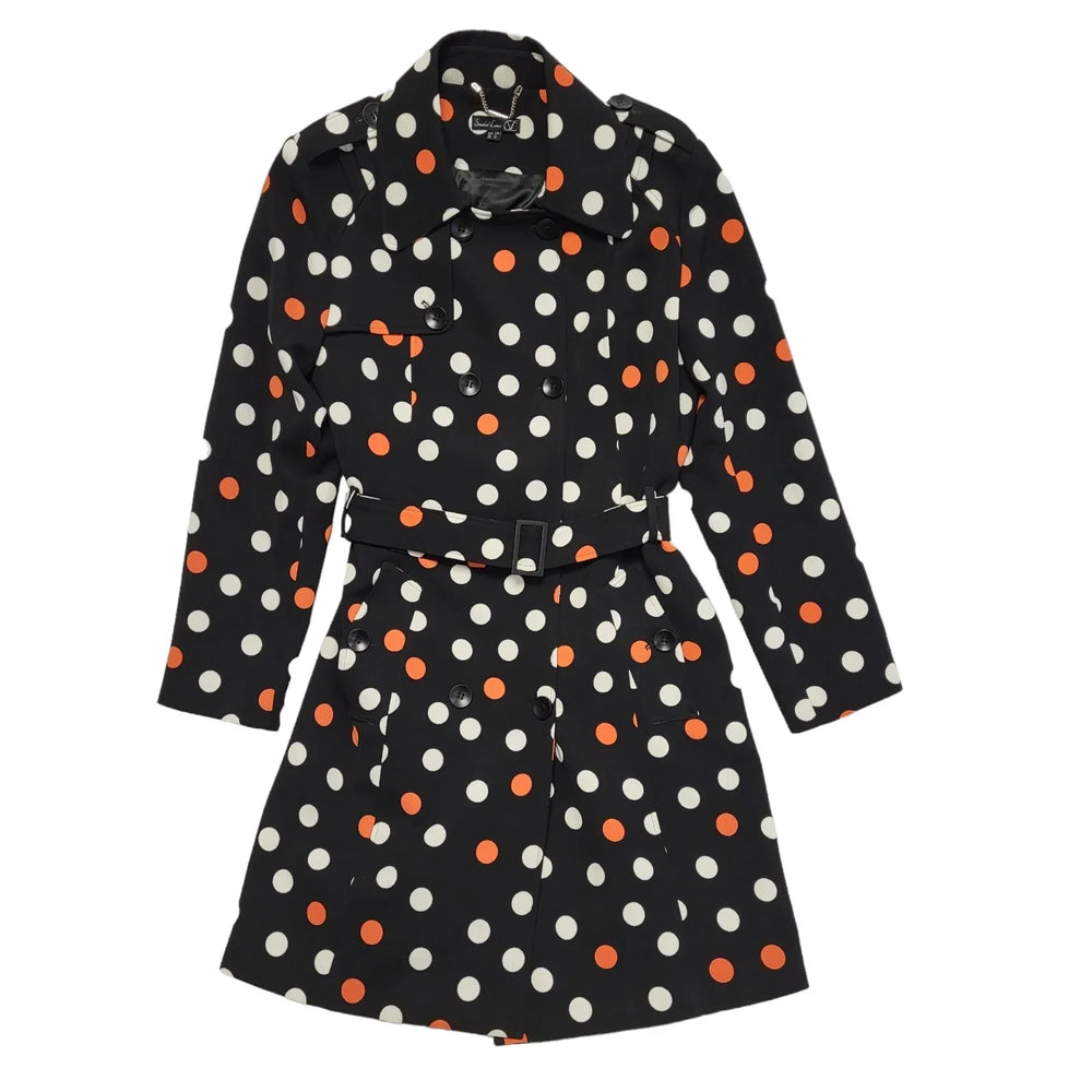 Smashed Lemon Black White Polka Dot Belted Coat Uk Women's Size 14